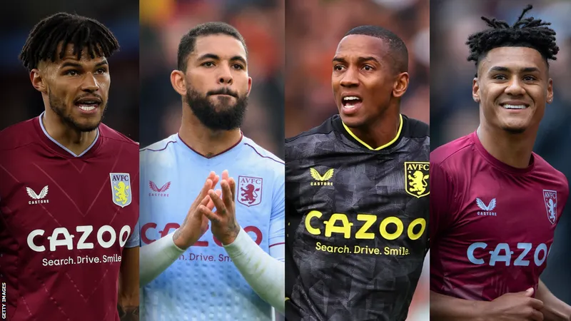 Cầu thủ Aston Villa nhảy vọt để tranh bóng với cầu thủ Newcastle Cầu thủ Aston Villa nhảy vọt để tranh bóng với cầu thủ Newcastle